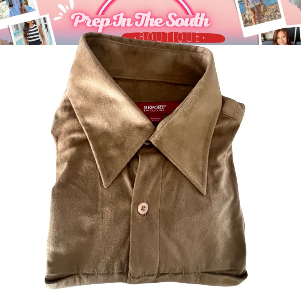 Report Collection Faux Suede Western Shirt | Size M | Tan | Boho Cowboy Vibes